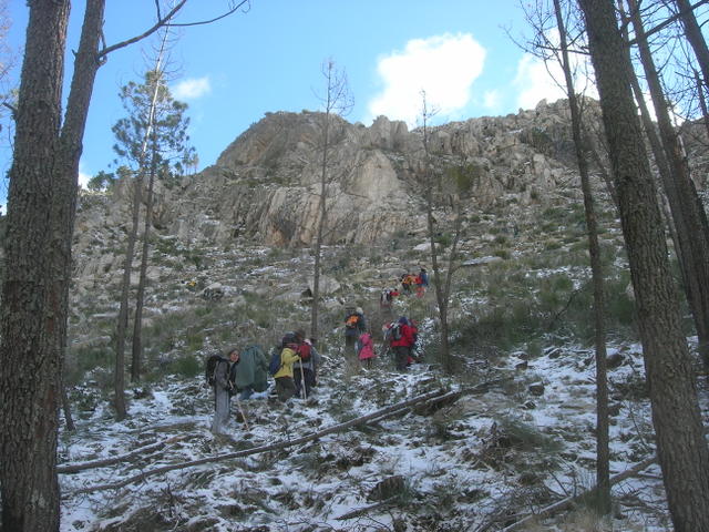 Grupo de montanheiros a caminho do local da plantação