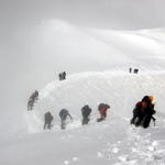 Grupo subindo na aresta da Aiguille du Midi