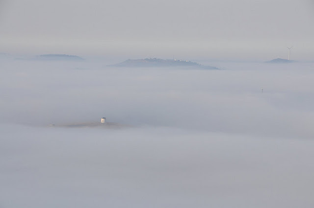 Moinho numa ilha de neblina...